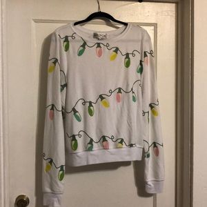 Wildfox Christmas lights cream/white jumper RARE!